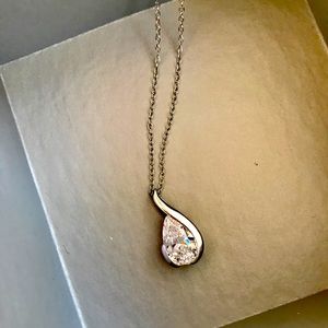 Sterling Silver Teardrop CZ pendant & chain